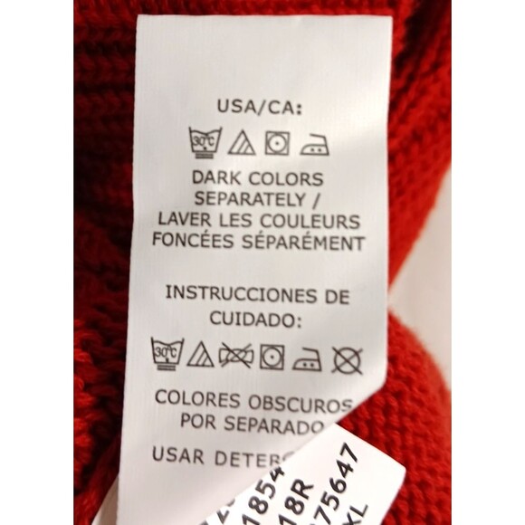 Vtg Ralph Lauren Chaps Sweater Men 2XL Red 1/4 Zip Cable Knit Fisherman Preppy - Picture 9 of 9